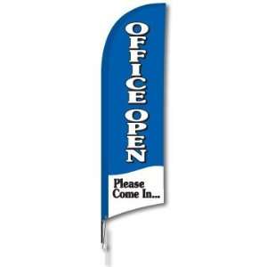 7ft Blue Office Open Feather Flag Complete Kit (Carrying Bag w/ Flag 