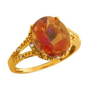   Twilight Orange Mystic Quartz and Topaz 14k Yellow Gold Ring Jewelry