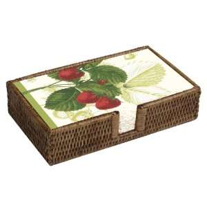   Rattan Guest Towel Holder with 30 Les Fruits Rouge Paper Guest Towels