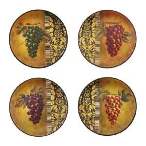 Set Of 4 Grape Motif Decorative Ceramic Plates Kitchen 