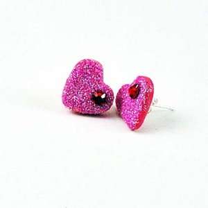  Heart Post Earrings   Polymer Clay Earrings Enhanced with 