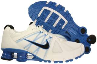 New Men Nike Shox Agent+ Running Shoes White/Spark Blue Turbo NZ 