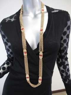 NEW Lia Sophia Red Jasper Resin Armor Long Chain Necklace in Matte 