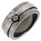   Steel Spinner Plain w Flower Shiny IP Plated Band Ring Size 10