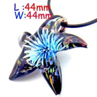   Flower Murano Lampwork Glass Starfish Pendant Chain Necklace  