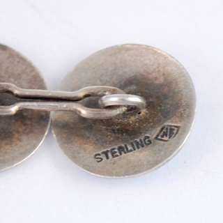Antique Wachenheimer Sterling Silver Guilloche Enamel Cufflinks  