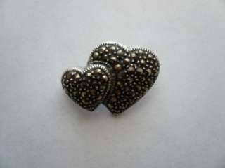 Sterling Silver Marcasite Heart Pin Brooch or Pendant  
