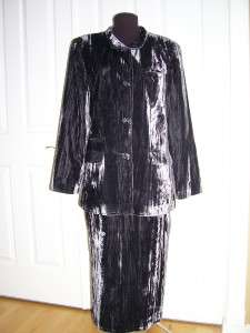   SMARTI STYLE VTG 80s Gray Velvet Skirt Jacket Suit Dress 10  
