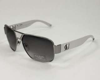sunglasses gu6608 white silver metal acetate with gradient grey lenses