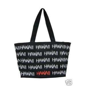  Hawaiian Canvas Tote Bag Robin Ruth Black White Red Large 