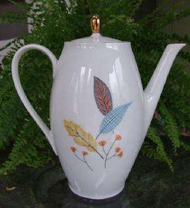 Wunsiedel Porcelain Bavaria COFFEE/TEA POT MINT Leaves ART DECO C 1950 
