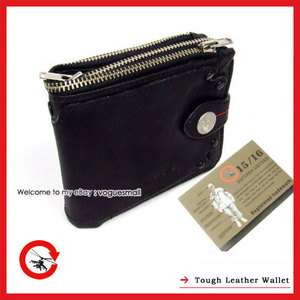New Rare TOUGH Leather Black Agraffe Mens Wallet 6882  