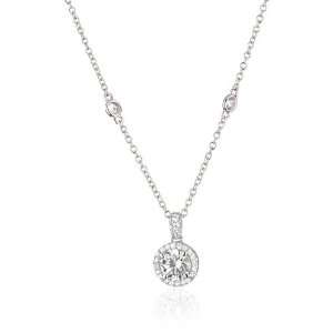   Essentials Swarovski Zirconia Round Halo Pendant Necklace Jewelry
