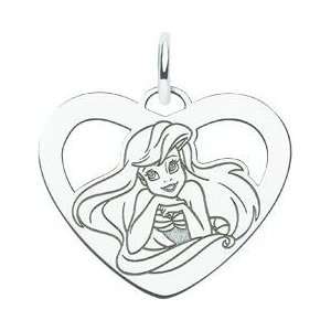  Sterling Silver Disney Princess Ariel Heart Charm Jewelry