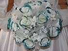 Blue Tipped Roses Bridal Bouquet Wedding Flowers 009