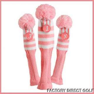   Knit PINK Sock Womens HeadCovers Head Cover fit Ladies Golf Clubs Set
