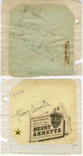 MARY ANN McCALL / HENRY ARMETTA   SIGNED AUTO BOOK PAGE  