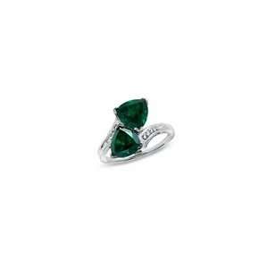  ZALES Trillion Cut Lab Created Emerald Bypass Ring with Diamond 