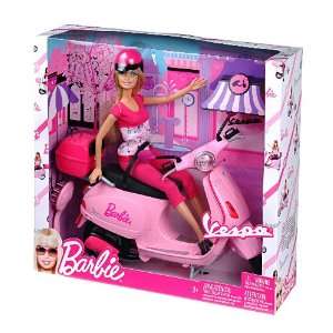    Barbie Doll on Pink Vespa Scooter with Helmet Toys & Games