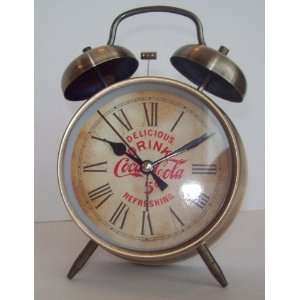  Coca Cola Antique Goldtone Twin Bell Alarm Clock