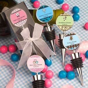   Personalized Baby Shower Wine Bottle Stopper Favors 