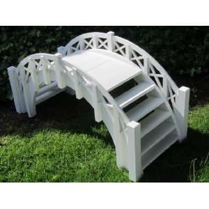  Fairy Tale Arched Wood Garden Bridge with Decorative Lattice 