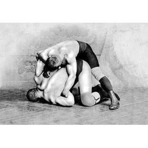    Vintage Art Wrist Roll Russian Wrestlers   03655 9